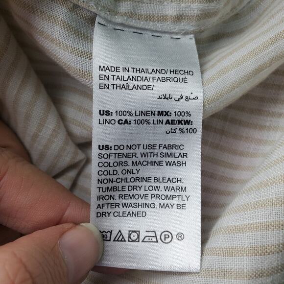 Chicos Womens No Iron Linen Striped Print Rolltab Sleeve Button Shirt Size 2.5 L - Picture 5 of 6